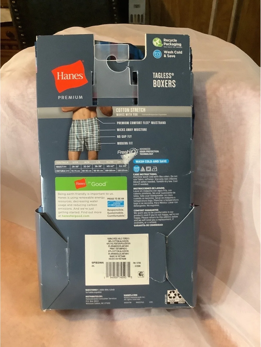 Hanes Premium Stretch Tagless Cotton Stretch Boxers - Multipack of 4